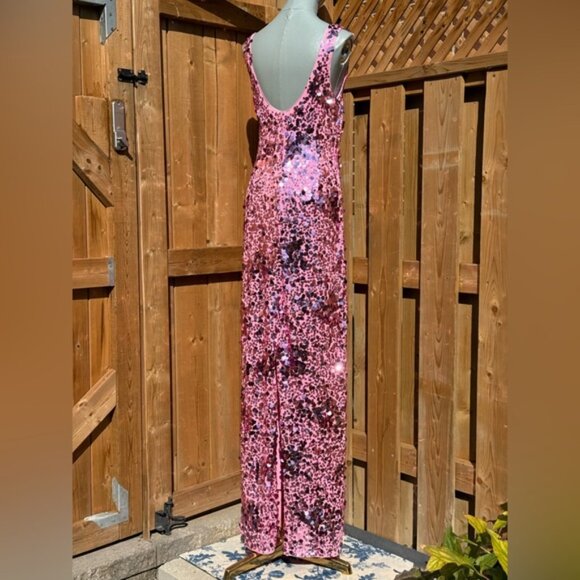 🆕 SIMKHAI 🧿 NWOT Bex Sequined Embellished Maxi Dress, Sorbet Pink - Sz US 6 - Picture 7 of 13